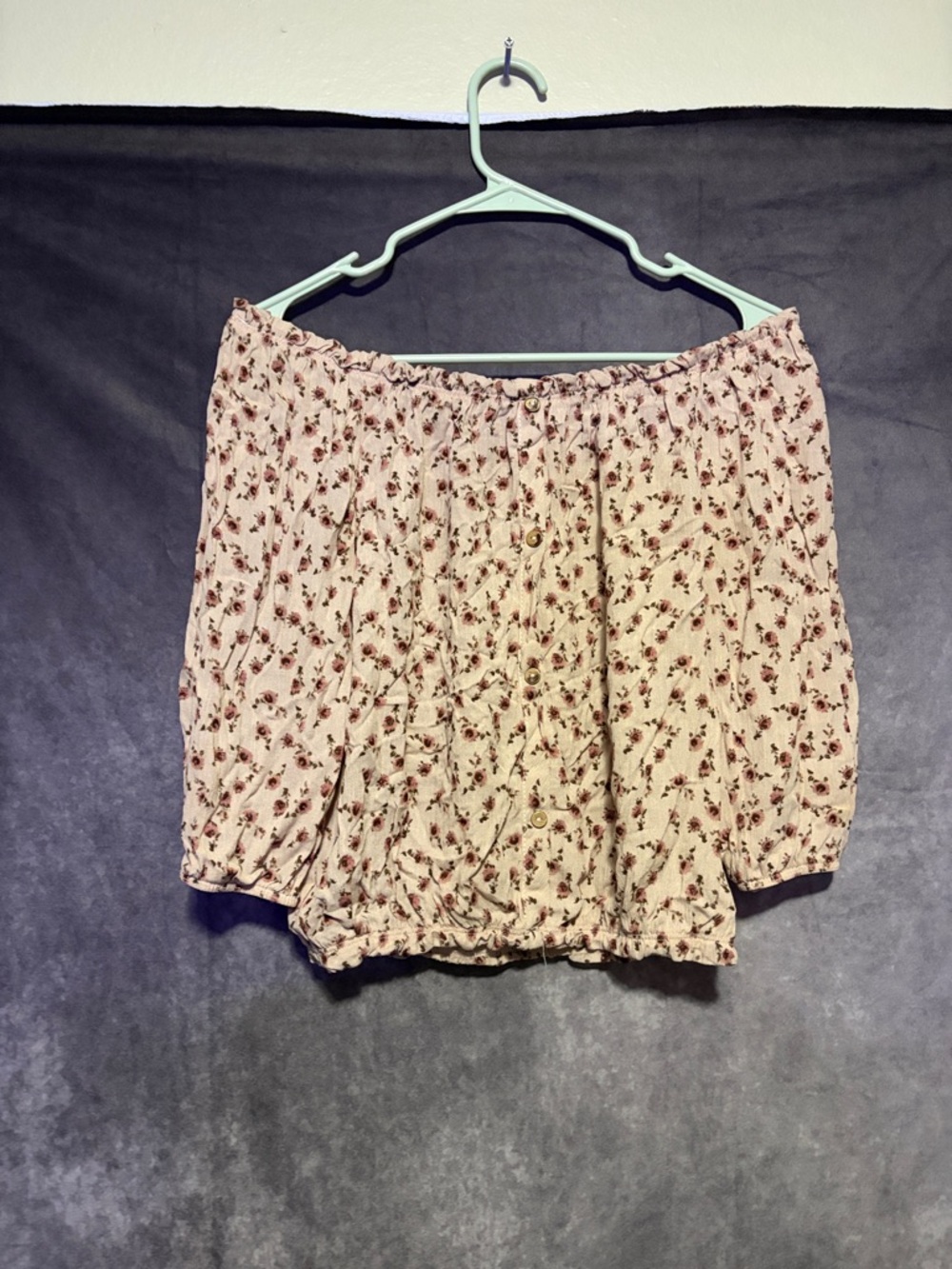 Smocked Off-Shoulder Floral Top - Pink